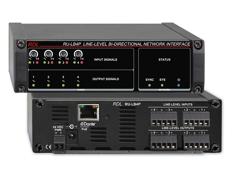 RU-LB4P Line-Level Bi-Directional Dante Interface - RDL®